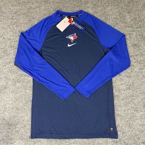 Nike On Field Toronto Blue Jays Training Long Sleeve Mens Large Shirt NWT